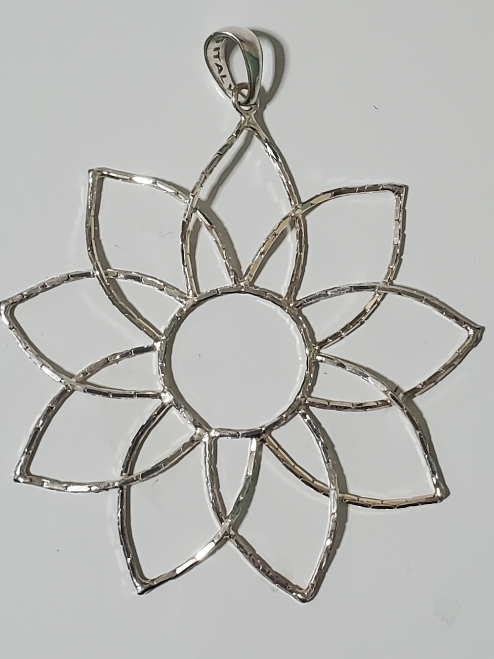 Vintage Milor Silver Floral Lotus Openwork Pendant 925 Italy